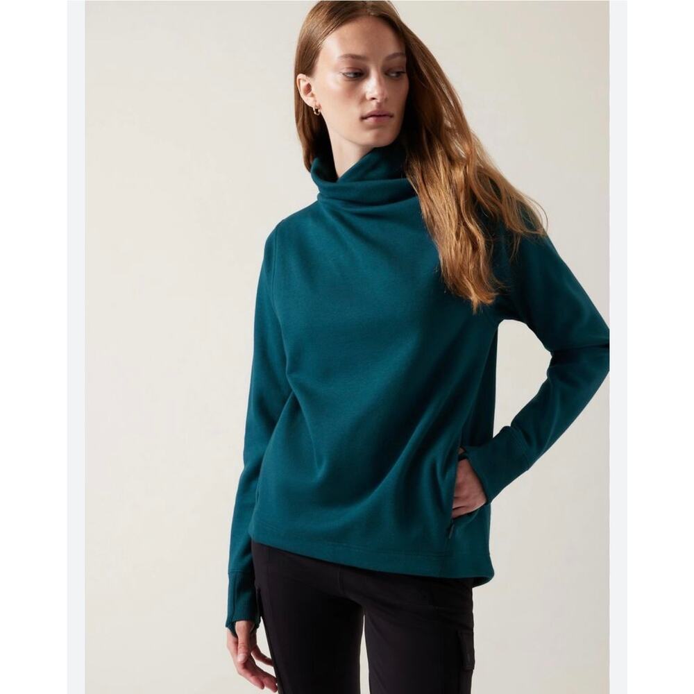 Athleta | Size Large Cozy Twist Neck Forest Green Sweatshirt